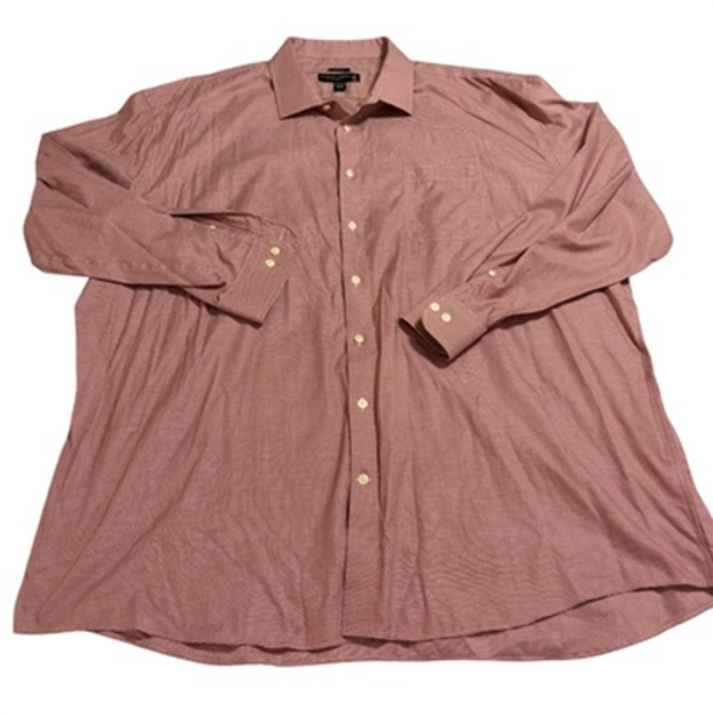 Pronto Uomo Dress Shirt Non-Iron Gingham Mens 20 36/37 Tall Red White Button Up